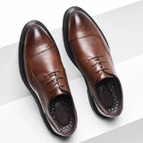Breakj Men's Shoes Spring Autumn New Men's Casual Shoes Korean Fashion Trend Single Shoes Lace Breathable Leather Shoes Men