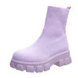 Shoes Woman Boots Sock Boots Women's Thick-soled Short Tube Breathable Plus Size 43 Boots Platform Booties