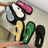 candy color thick sole flip flops women traf clip toe slippers ladies platform jandal femme sandals flat slide shoes