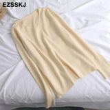 casual Autumn Winter Basic v-neck Sweater pullovers Women 2021 loose Knit Pullover female Long Sleeve Khaki