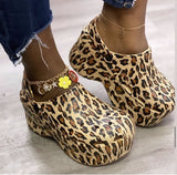 New Woman leopard Shoes Hole Slippers High Heel Sandals Fashion Outdoor Beach Shoes Zapatos Mujer womens platform