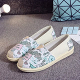 New Basic Female Flats Women Shallow Painting Canvas Shoes Ladies Slip-On Casual Shoes Breathable Fabric