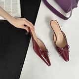 Breakj The Summer Of 2025, The New Bow In The Fine Heel Muller Shoes Half Slippers Women's Large-Size High-Heeled Single-Shoe Sand