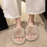 Breakj Thick-Bottomed Fur Slippers Wearing Autumn New Fashion Slope And Loose Cake Bottom-Size Cotton