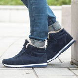 Boots Men 2019 new Warm Fur Flock Casual Boots Leather Ankle Boots Men Winter Shoes Men Winter Sneakers plus size