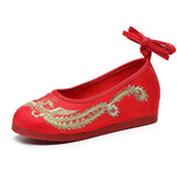 Breakj Shoes, Hanfu Shoes Round Head Red Gold Embroidery Xiu He Wedding Dress Cloth Shoes Single Shoes Embroidered Cloth Shoes Women's