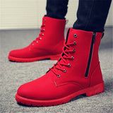 Men Boots British Red High Top Mens Army Boots Korean Zipper Men's Snow Winter Boots Cowboy Boots for Men BLACK size