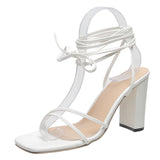Sandals Women's 2024 Summer New Straps With Sexy Square Heels, Size 43
