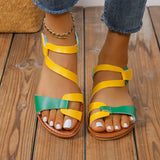Breakj Red Candy Color Large-Size Casual Sandals 2025 Summer New Women's Shoes Magic Stick Beach