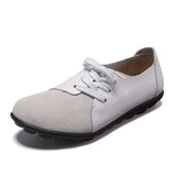Shoes 2021 Spring Genuine Leather Moccasins Flats Shoes Woman Lace-Up Casual Ladies Driving Shoes Plus