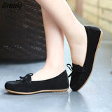 Women Shoes Spring 2023 Moccasin Loafers Luxury Flats Bow Tie Natural Soft Bottom Slip on Ladies Round Head Casual Slip-On