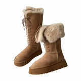 Breakj Snow Boots Women 2025 New Winter Tie With Two Long Boots Plus Velvet Thick Cotton