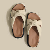 designer cross band leather knot slippers women mixed color platform sandals thick bottom summer beach slides woman