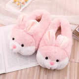 House Slippers Women Winter Animals Fluffy Shoes Kids Living Room Warm Slippers Soft Indoor Rabbit Girls Ladies Flat