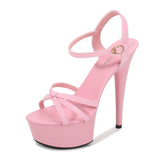 Breakj Knot Show Artifact Model High Heels Heel Sexy Black Waterproof Platform 15Cm Hate Heaven