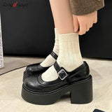 brown Lolita Shoes Platform Mary Janes Shoes Women's School Uniform Jk Student Shoes Women Girl Round Toe Oxford