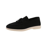 Summer New Sweet Women's Flat Shoes Bean Shoes Autumn Lazy Solid Color Round Head Single Shoes Women's 42 Plus Size