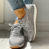 Sneakers Women Shoes 2021 Autumn Mesh Flats Casual Vulcanized Shoes Female Lace Up Bling Platform Footwear Plus Size