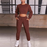 Casual Women Tracksuit Pants Set Long Sleeve Sweatshirt Tops And Sport Long Pants Suit Two Piece Set 2020 Winter