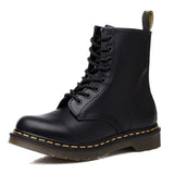 Boots Platform Genuine Leather Lace-up Chunky Motorcycle Ankle Boots Female Winter Shoes Woman Punk Booties Botas