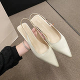 Women 2023 New Women's Shoes Summer Korean Version Pointed Baotou Heel Elastic Set Foot Fashion Sandals