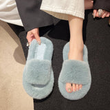 Breakj Thick-Bottomed Fur Slippers Wearing Autumn New Fashion Slope And Loose Cake Bottom-Size Cotton