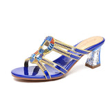 Women's Slippers In Summer Wear Crystal Diamond Sandals, Women's Sandals, Thick Heels, Bohemian Slippers, Full Of