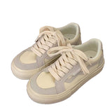 Breakj Version Of The Color Panel Shoes Women 2025 Summer New Lace Sports Small White Shoes Casual Style Retro Thick-Soled Women's