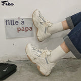 Sneakers Platform Shoes Fashion Mesh Chunky Sneakers 2022 Casual Shoes Reflective Comfortable Thick Sole White Dad