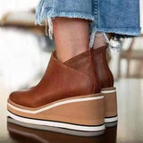 Shoes 2021 Autumn Black Rome Platform Boots Women Zipper Wedge Booties Size 43 Heeled Flat Ankle Boots Botas De