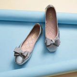 Women Soft Ballet Flat Shoes PU Womens Foldable Soft Square Toe Ballet Flats Butterfly Knot Loafers Woman Ballet Flats