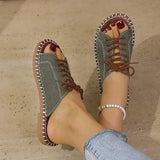 Breakj 2025 Summer Canvas Korean Version Of Women's Cool Drag Flat And Large Sandals Denim