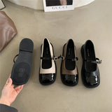 Mary Jane Shoes Women's Shoes 2024 New French Spring Shallow-Mouth Soft Flat-Soled Small British Leather