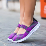 Size Women Flat Shoes 2021 Fashion Elastic Band Weave Shoes Women Comfort Flat Shoes Women Casual Loafers Zapatos De