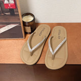 Breakj Slippers Women 2025 Summer New Large-Size Flat-Bottomed Toes Fashion Outside The Water Drilling Cold