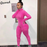 Women Ribbed Summer Activewear Skinny Stacked Jumpsuits Zipper Stretchy Turtleneck Fitness Workout Casual