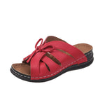New Solid Color Rocking Line Hollowed-Out Fishmouth Slippers Large Size Bow Flat Heel