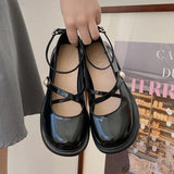 Retro Brown Mary Jane Shoes Women Thick Heels Ankle Buckle Lolita Shoes Woman Uniform Pu Leather Student Shoes