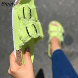Shoes Women Comfortable Sandals Ladies Slip-on Wedge Sandals Sports Beach Walk Shoes Summer Fashion Denim Casual