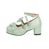 Lolita Shoes Women Platform Round with Cross Straps Bow Cute Girls Princess Tea Party Shoes Students Lovely Pumps Size