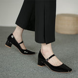 Mary Jane Shoes Spring 2023 New Thick Heel Retro Square Head Women's Shoes Fashion Temperament In The Heel Simple Single