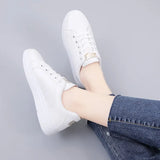 Breakj White Shoes Spring Shoes 2025 New Women's Shoes Korean Version Of Spring Shoes Students Casual Spring And Autumn Flat Bottom Lace Single