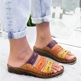 Slippers Fashion Summer Ladies Mixed Color Slip On Wedges Sandals Casual Slipper Comfort Beach Shoes Female