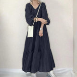 Vintage Ruffle Dress Women's Spring Sundress ZANZEA 2022 Casual Puff Sleeve Maxi Vestidos Female V Neck Robe
