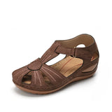Summer Pu Leather Vintage Sandals Buckle Casual Sewing Women Shoes Female Peas Shoes Ladies Platform 34-44 Plus