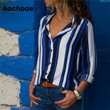 Chiffon Blouse Women Long Sleeve Striped Shirt Turn Down Collar Office Shirt Casual Tops Blusas Femininas Plus