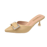 Semi-Slippers Women's Heel Fashion 2024 New Summer Korean Version Wearing Low-Heeled Sandals Tipped