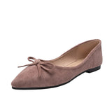 Bow-knot leopard pattern flats woman ballerina plus size 40-43 sneaker shoes women loafers pointed toe flock