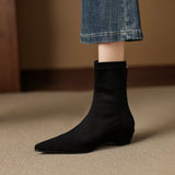 Breakj Velvet Zippered Elastic Boots Women's New Thin Boots In The Raised Short