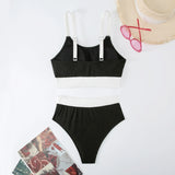 2025 New Solid Color Sling Belt Split High-Rise Triangle Lady Sexy Hot Spring Bikini